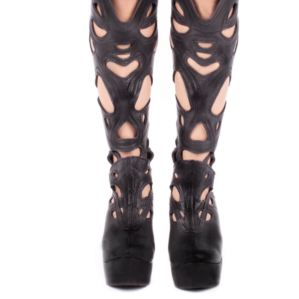 Gelareh Design Black Butterfly Platform Boots
